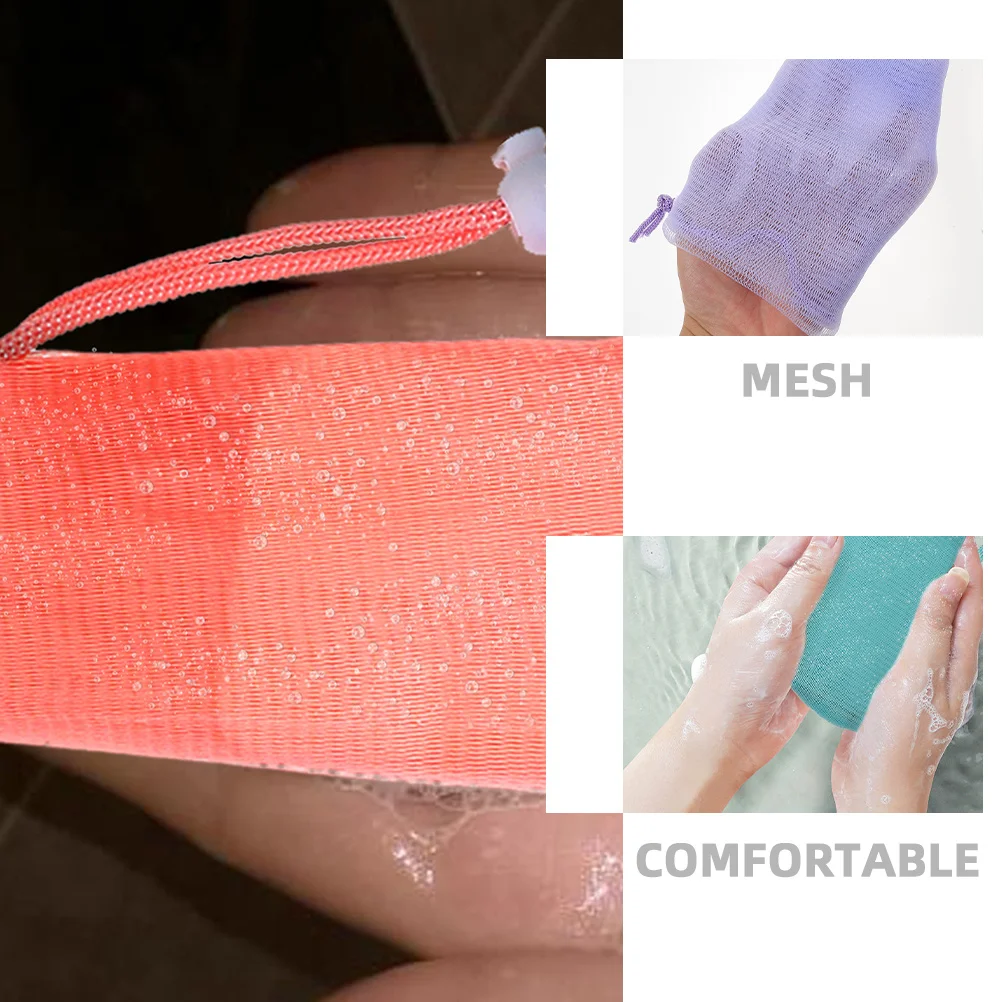

4pcs Soap Foaming Bags Mesh Pouch For Bar Soap Storage Exfoliating Face Washing Make Up Removal Quick Dry Hanging Lanyard