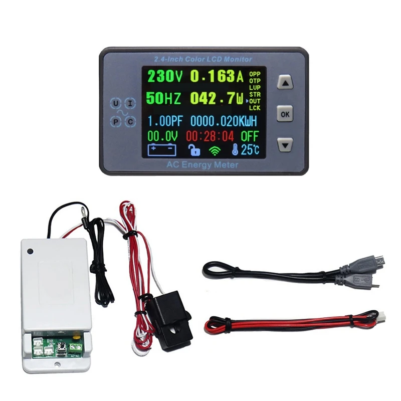 2.4 Inch Wireless Voltage Meter+Measuring Box AC100A Voltmeter Car Battery Charging Coulometer Capacity Power Monitor Kit