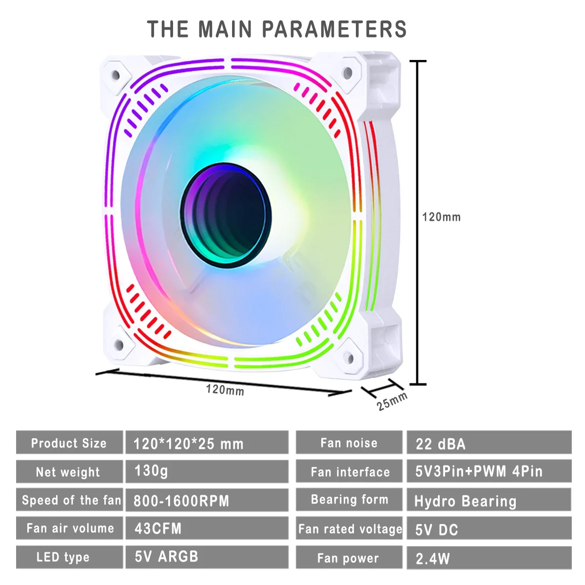 120mm Fan Rgb 4pin Pwm Branco Kit Fans Argb Ar12pro 5v3pin Aura Sync Controller Ventilador IWONGOU Computer Cooler Ventilateur