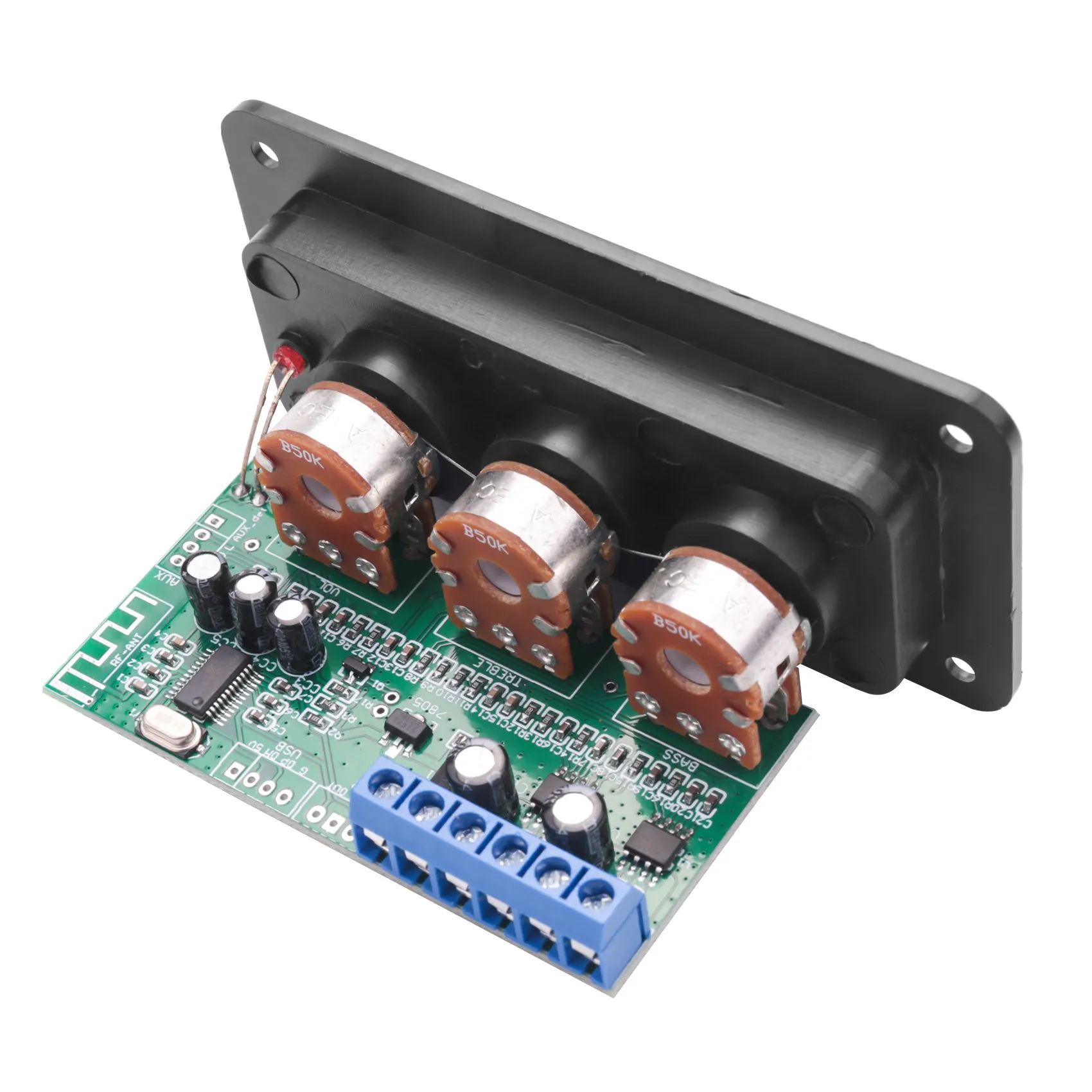

ABZW Bluetooth Amplifier Power Audio Board 20Wx2 Stereo Amp Sound Amplifiers AUX U Disk Decoder Treble Bass Adjustment