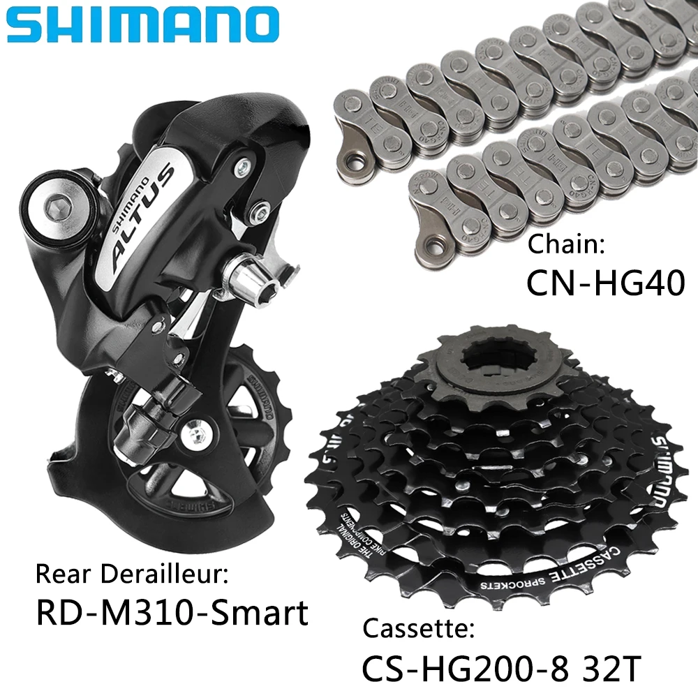 SHIMANO 7/8 Speed Derailleur M310 Smart Cage Rear Derailleur CN-HG40 Chain CS-HG200-7/8 12-28T/32T Cassette for Mountain Bike