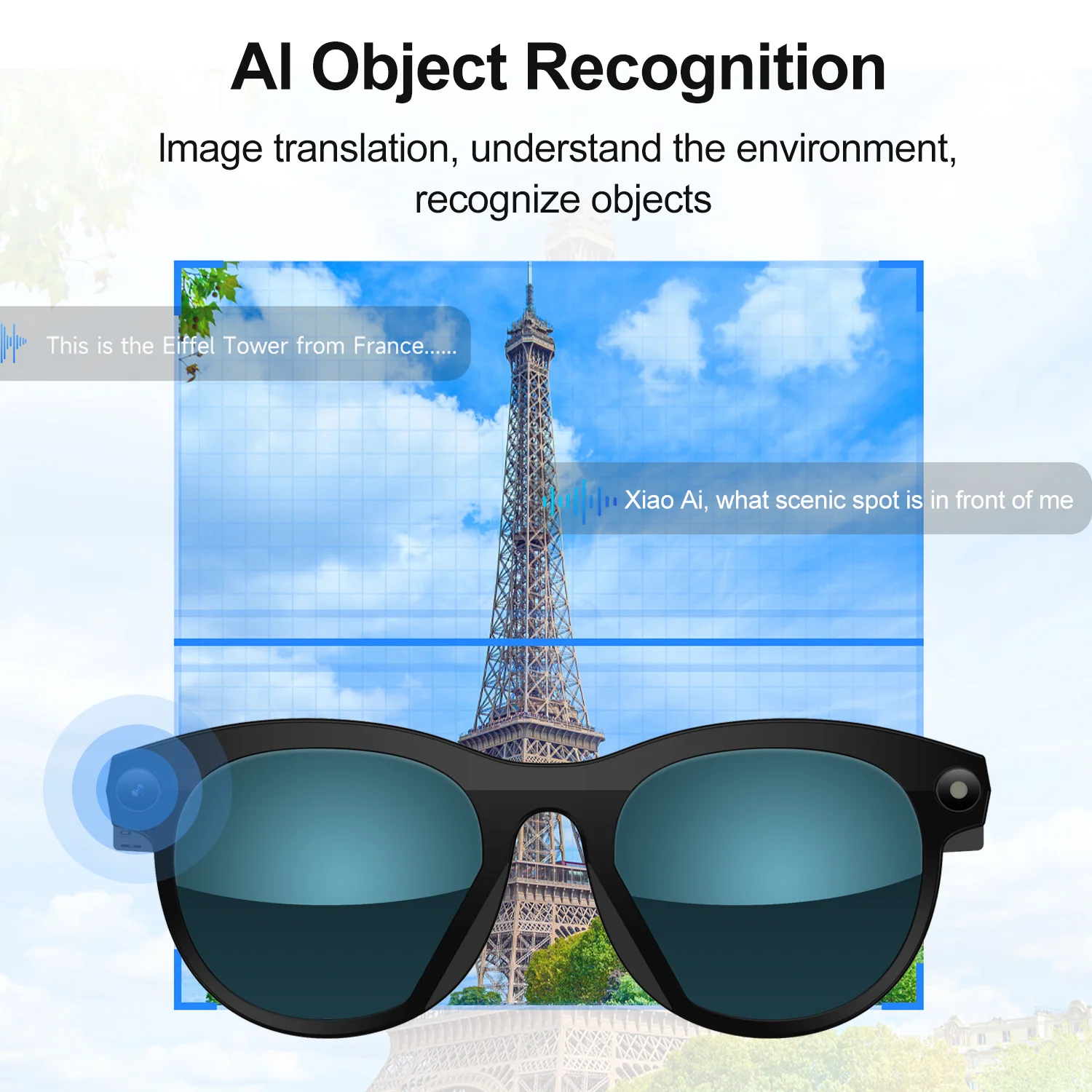 AI Smart Camera Glasses Video Record Bluetooth Calling Voice Assistant Music Player Translation Multifunctional Camera Glasses