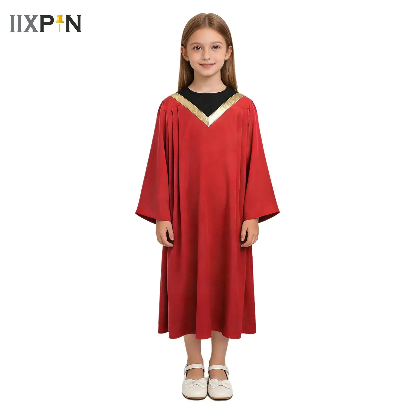 

Girls Church Modern Dancewear Christian Worship Liturgical Praise Dance Robe Tunic Dress Stage Peformance Costume Choir Robe