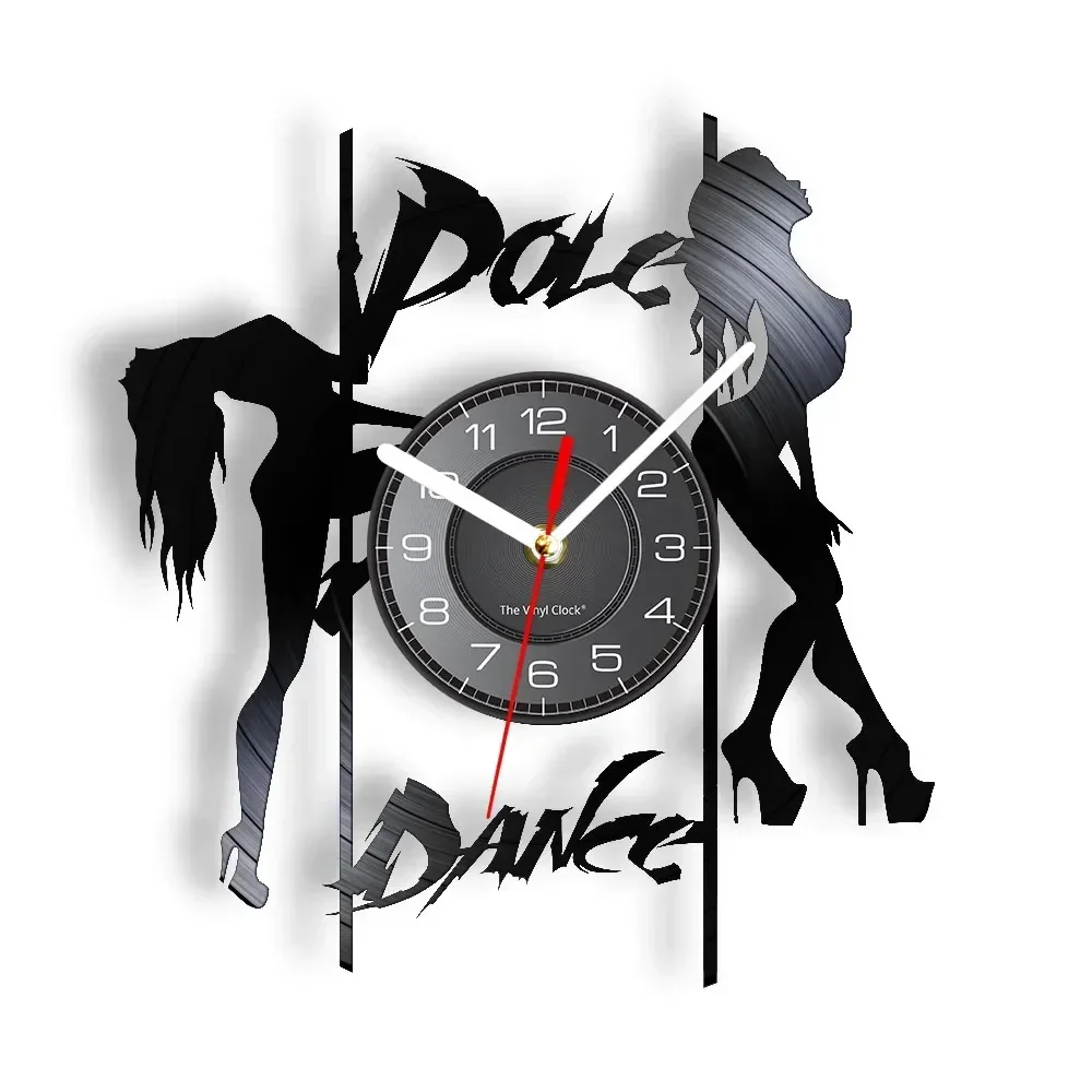 Pole Dance Sexy Girls Silhouette Retro Album Wall Clock Steal Tube Dance Erotic Dancing Vinyl Record Watch Acrobatics Home Decor