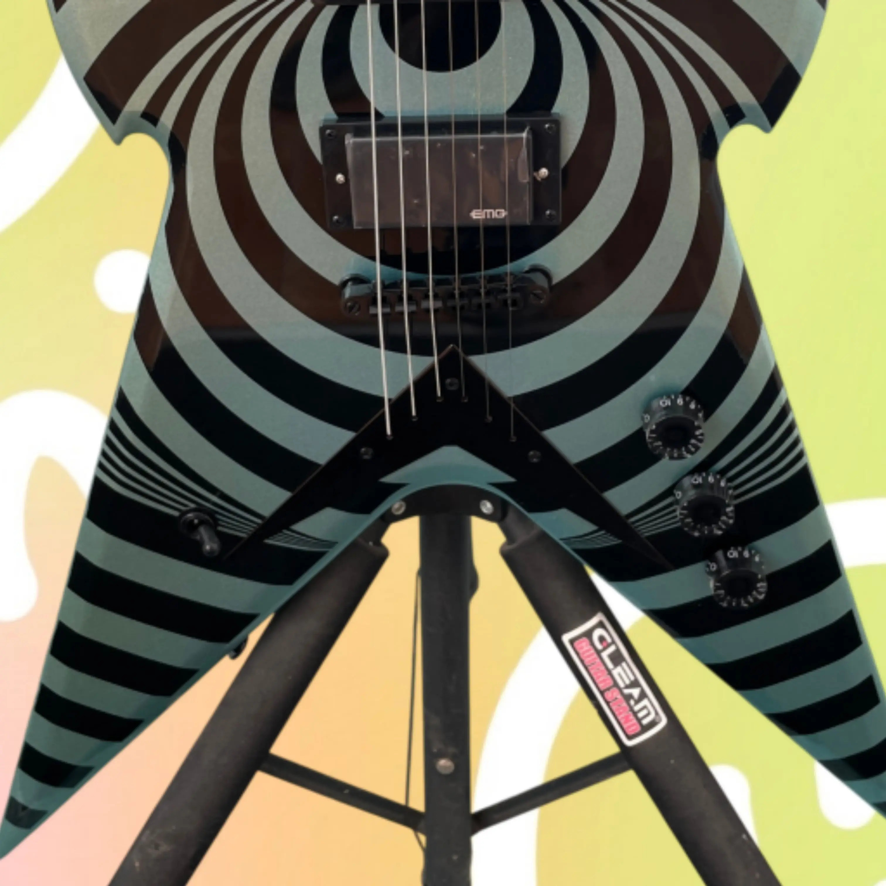 Art Swirl Graphic Personality Shape Electric Guitar,HH Pickups,Black hardware 6 String Guitars Heavy Metal Rock Stage Guitarra