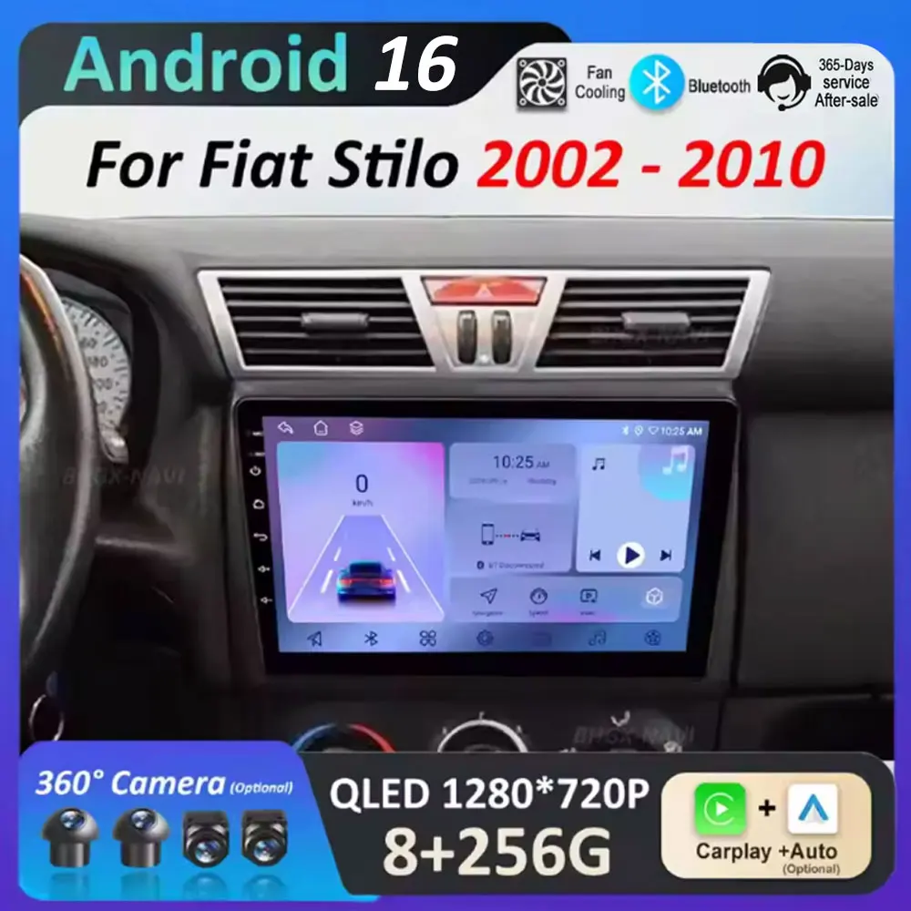 GPS Car Radio Multimedia Player for Fiat Stilo 2002 - 2010 Android 16 Touch Screen DSP Stereo Auto Tools Cooling fan Bluetooth