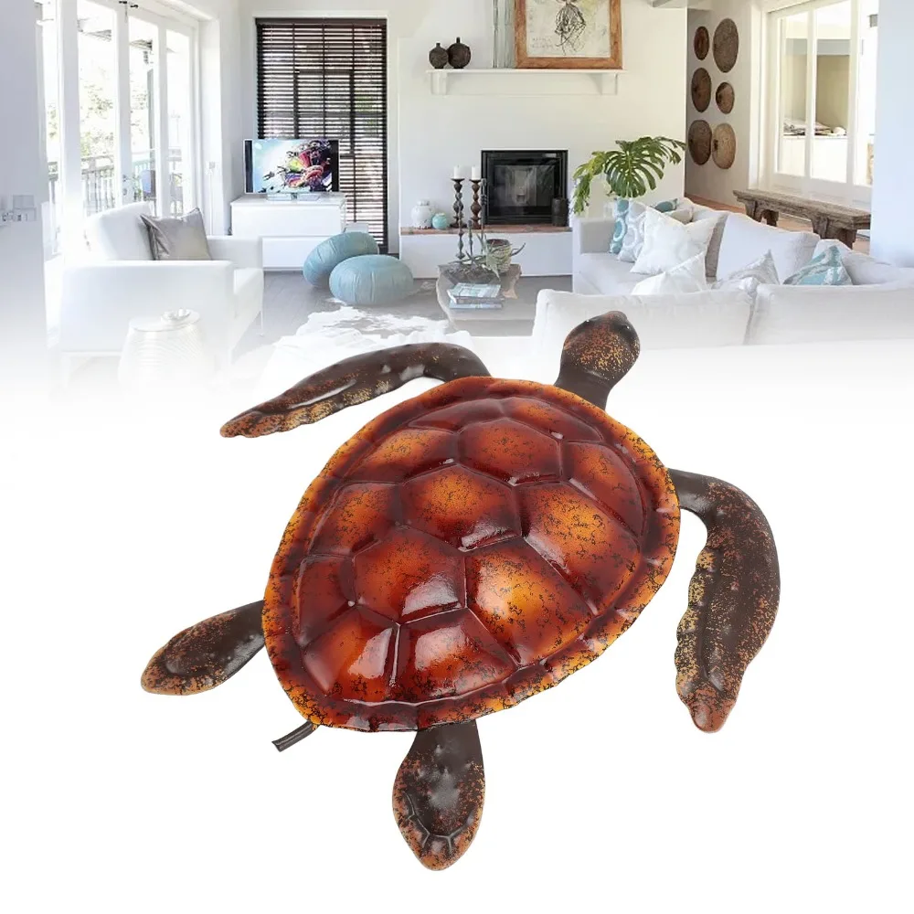 3pcs Wall Sculptures Metal Turtle Wall Decor 3D Ocean Blue Metal Turtle Wall Art Hanging Ocean Animal Statue Coastal Home Decor