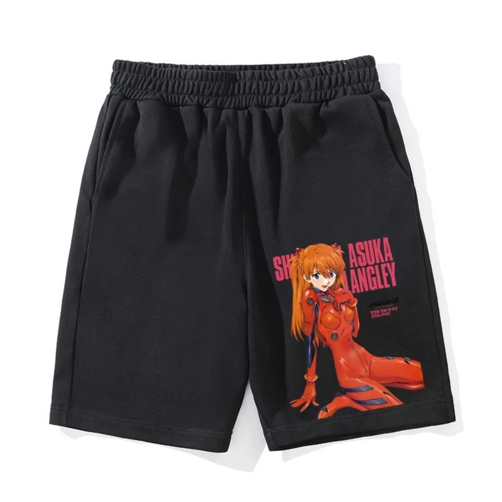 メンズ新エヴァンゲリオンアニメプリントショーツ男性女性カジュアルスポーツ速乾性フィフスパンツ綿通気性ジムショーツ