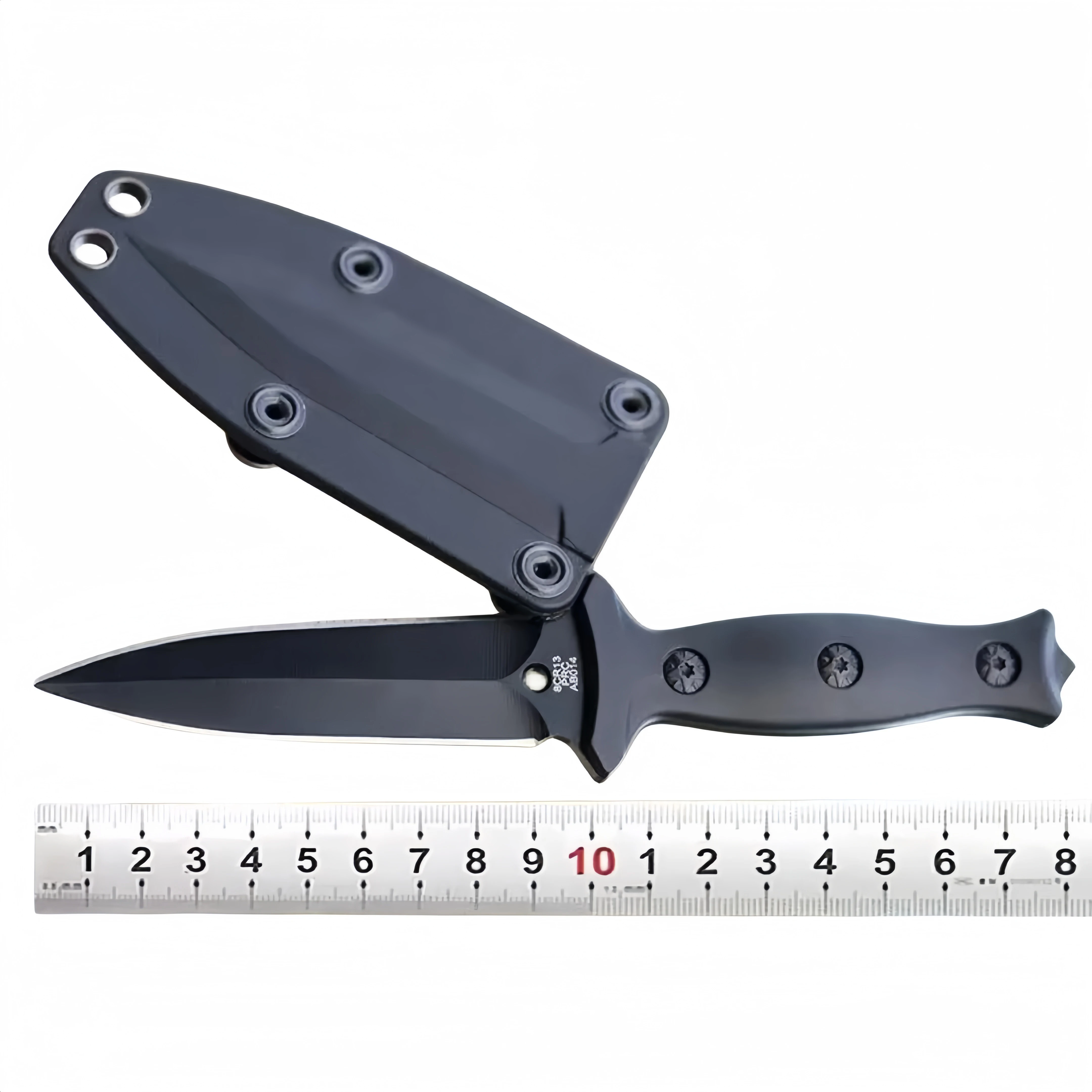 Tactical Fixed Knife Black Stainless Steel Blade ABS Handle with Kydex Sheath EDC Outdoor Knives Hunting Camping Pocket Tool