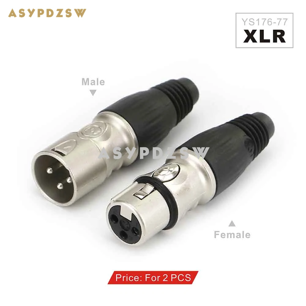 1 Pair YS176 YS177 Cannon Male/Female Plug MIC 3-PIN XLR balance connector plug