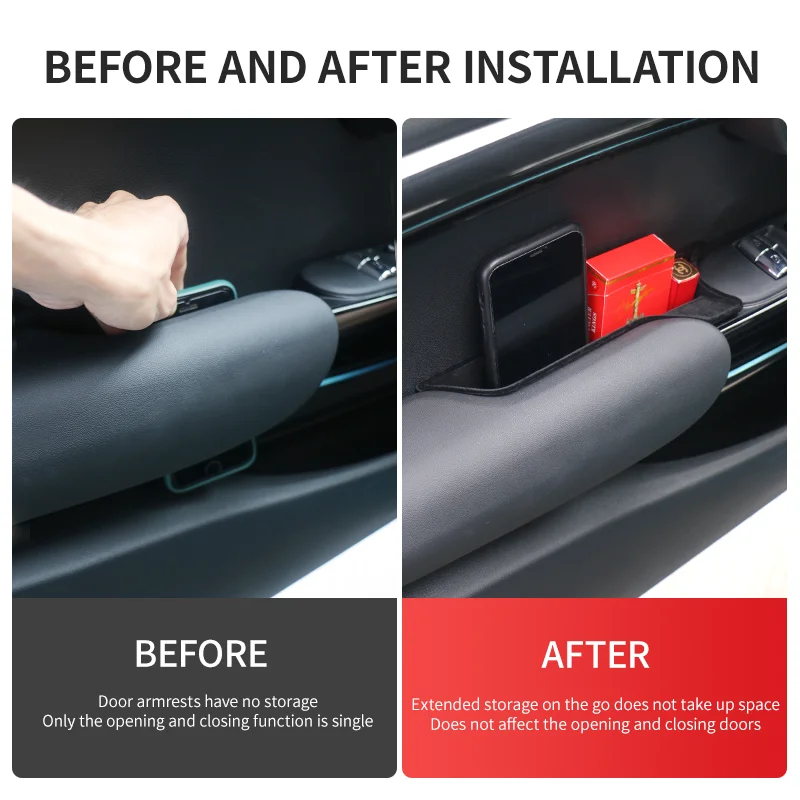 Car Door Armrest Storage Box Stick Shell Flocking For Mini Cooper F56 F55 F57 ABS Phone Wallet Car Storage Slot Car Decoration