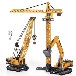 Engineering Diecast Tower Crane Forklift Bulldozer Excavator Vehicle Model Toys for Boys Alloy+Plastic Tractor Inertial Driving