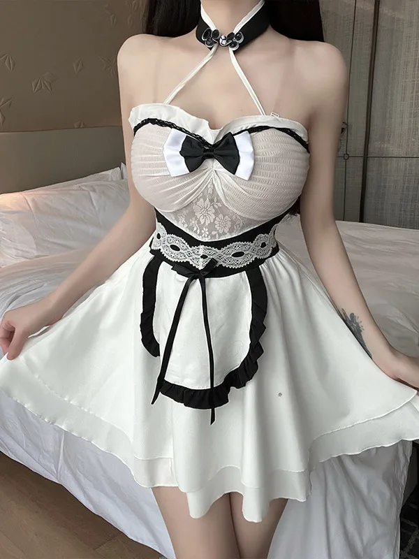 Sexy Vrouwen Sexy Anime Meid Kleding Meid Uniformen Gewaden Jurk Elegante Mesh Kant Sexy Koreaanse Vrouwen Mini Jurk Sweet 2024 New O7uk