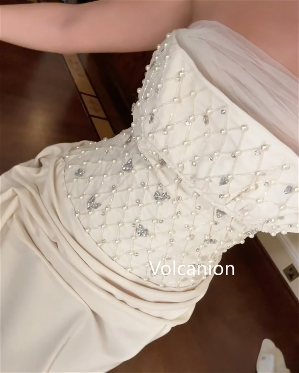 Customized Exquisite Jersey Pleat Sequined Straight Strapless Long Dresses Bespoke Occasion Party Fashion Modern Style