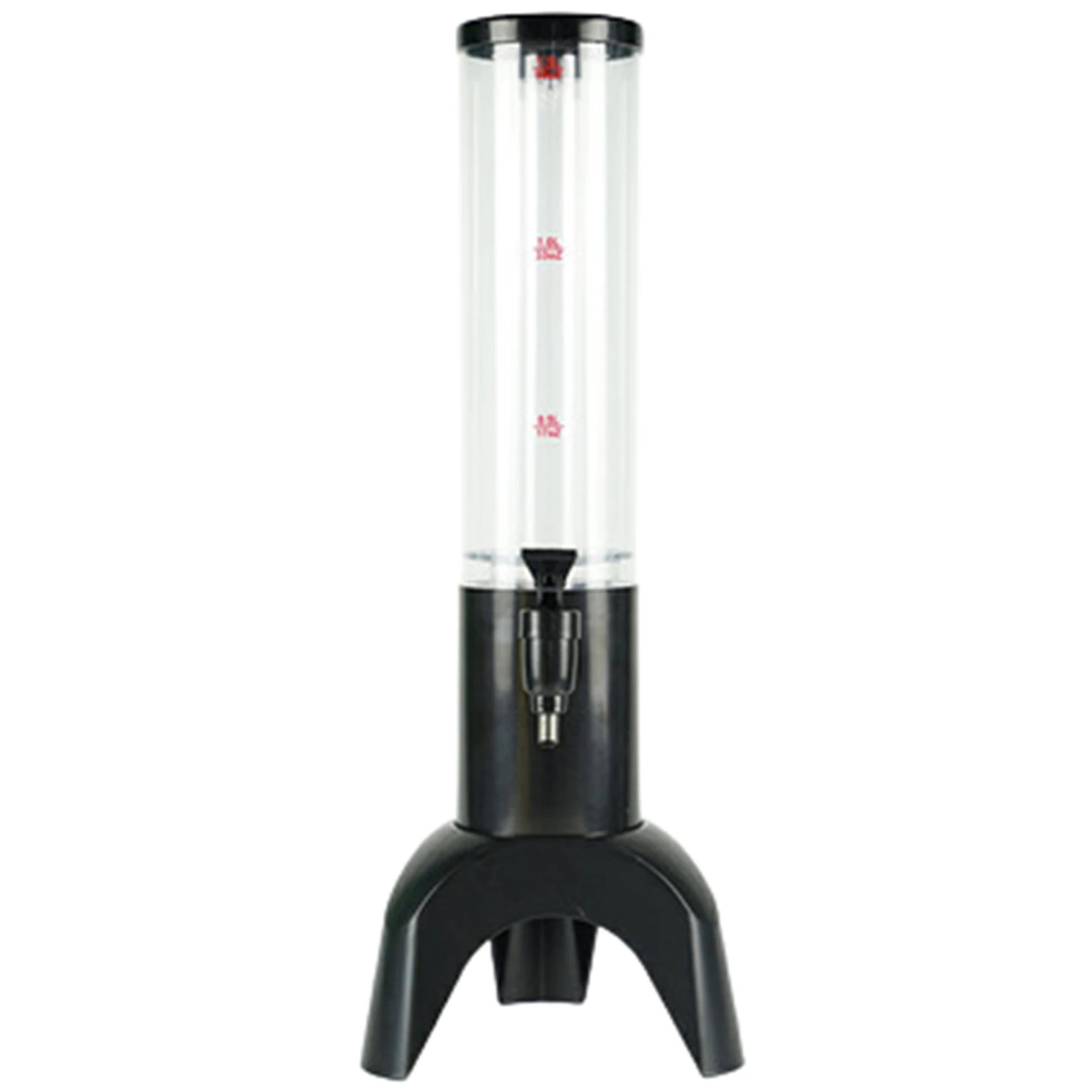 1.5L Beer Dispenser Tower Easy Clean Integrated Tap with Ice Tube Clear Beverage Tower Dispenser-Black