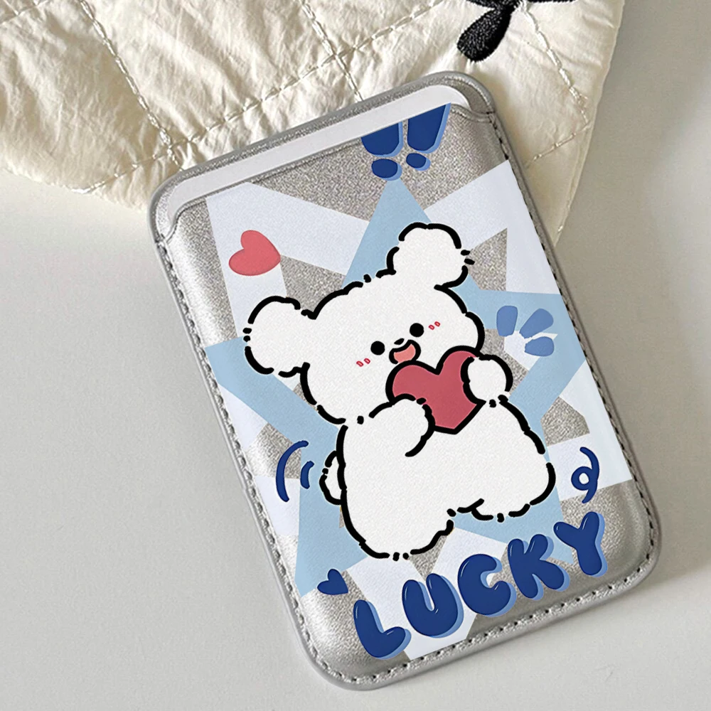 Lucky Puppy Leder-Kartenetui Handyhülle Kartenhalter für Magnetische Hülle Geeignet für alle iPhone Magsafe Karten-Handy-Rückseiten-Taschen – Detail 2