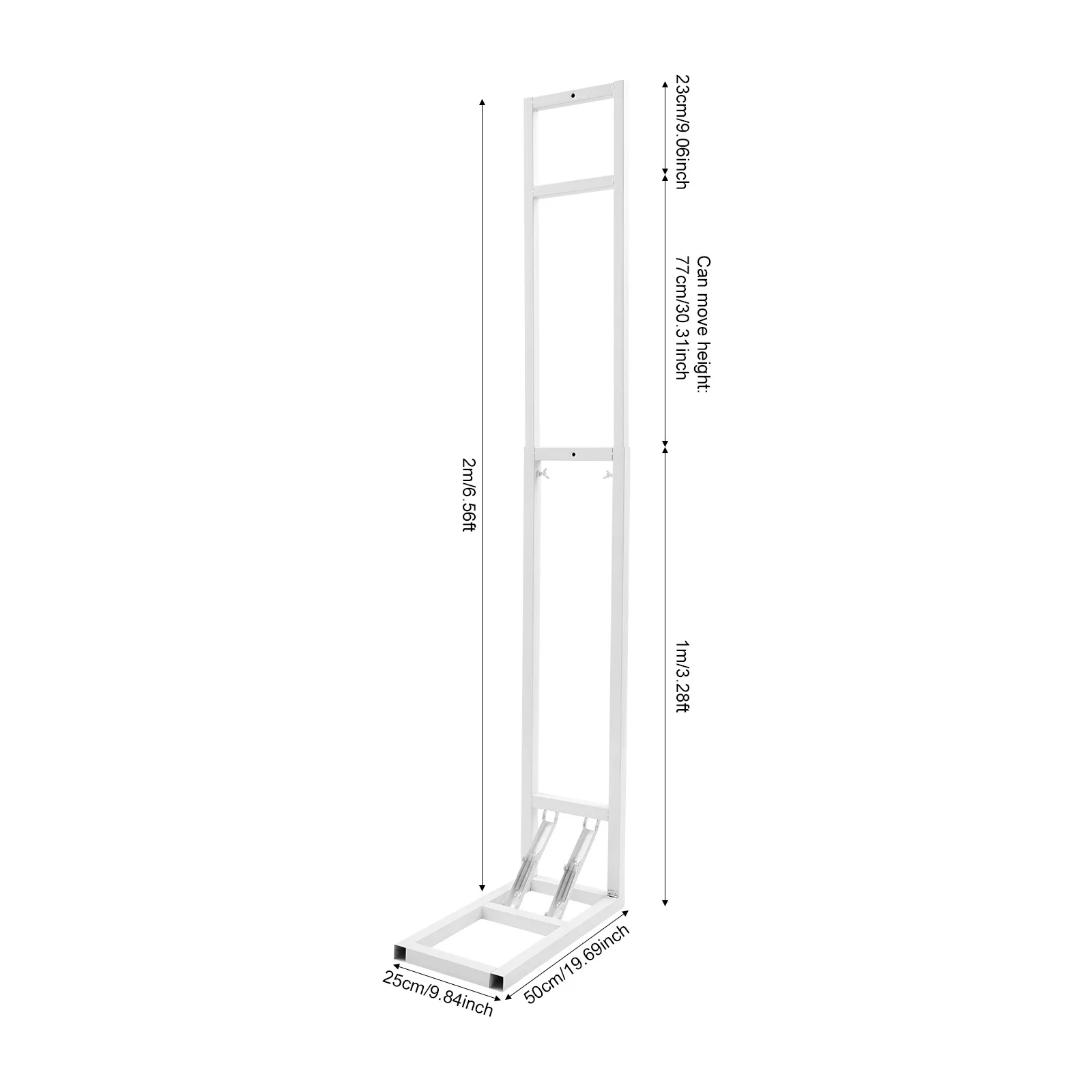 White Iron Retractable Backdrop Pole 1-2m Adjustable Range High Temperature Baking Paint Freestanding Fold Base Butterfly Screw Lock Wedding Ceremony Photo Booth Banner Hanging Support Frame