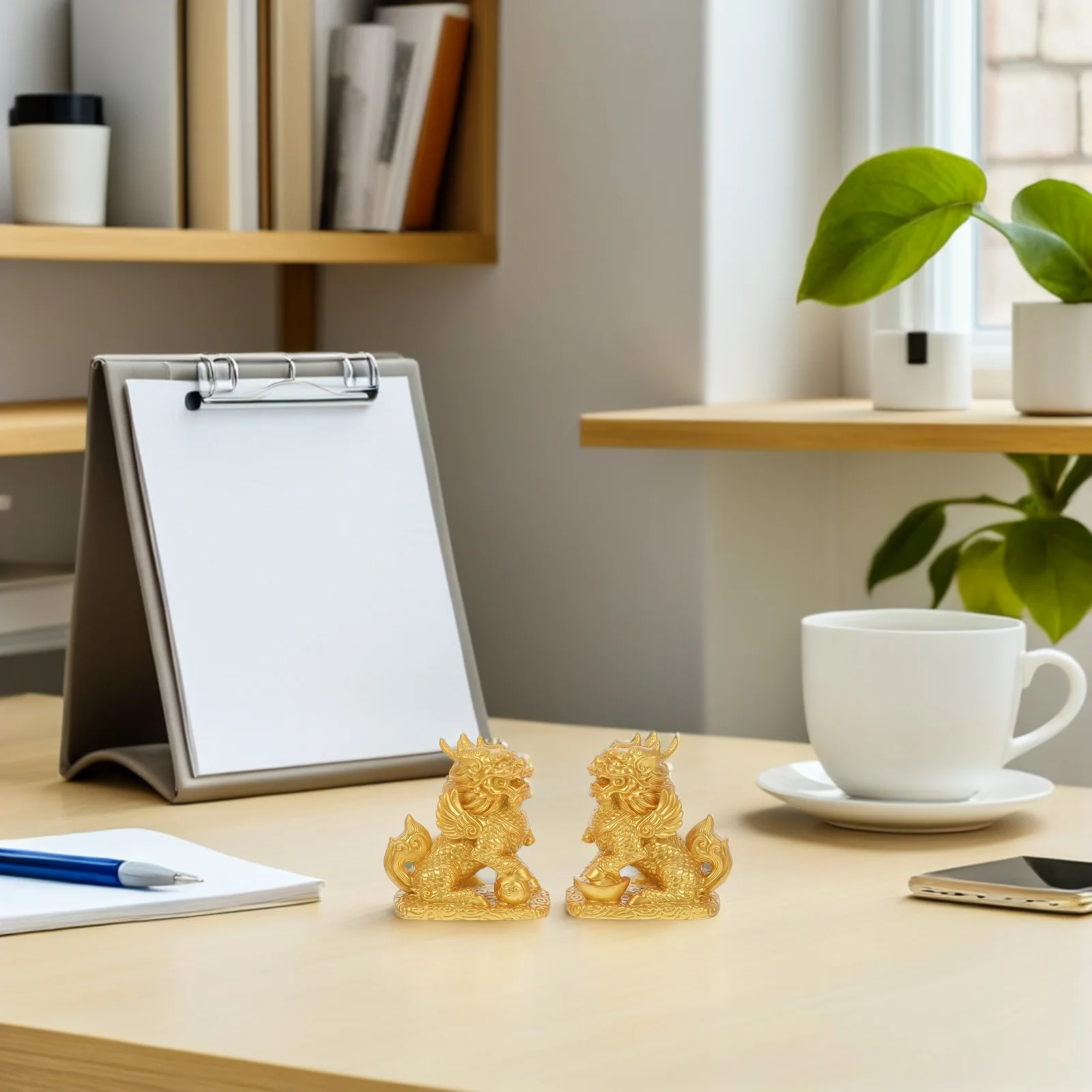 

1 Pair Resin Kylin Chinese Feng Shui Wealth Statue For Home Office Decor Symbolic Guardian Ornament Attracting Luck Prosperity