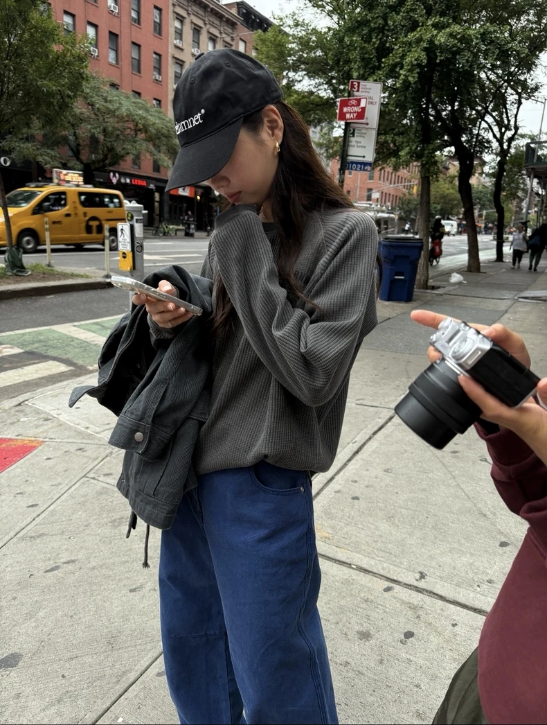 เสื้อสเวตเตอร์ลายหินอ่อนทรงหลวมสบายๆ สไตล์ลำลองสำหรับผู้หญิง รุ่นใหม่ประจำฤดูใบไม้ร่วงและฤดูหนาว แขนยาว คอกลม เหมาะสำหรับใส่ไปทำงาน