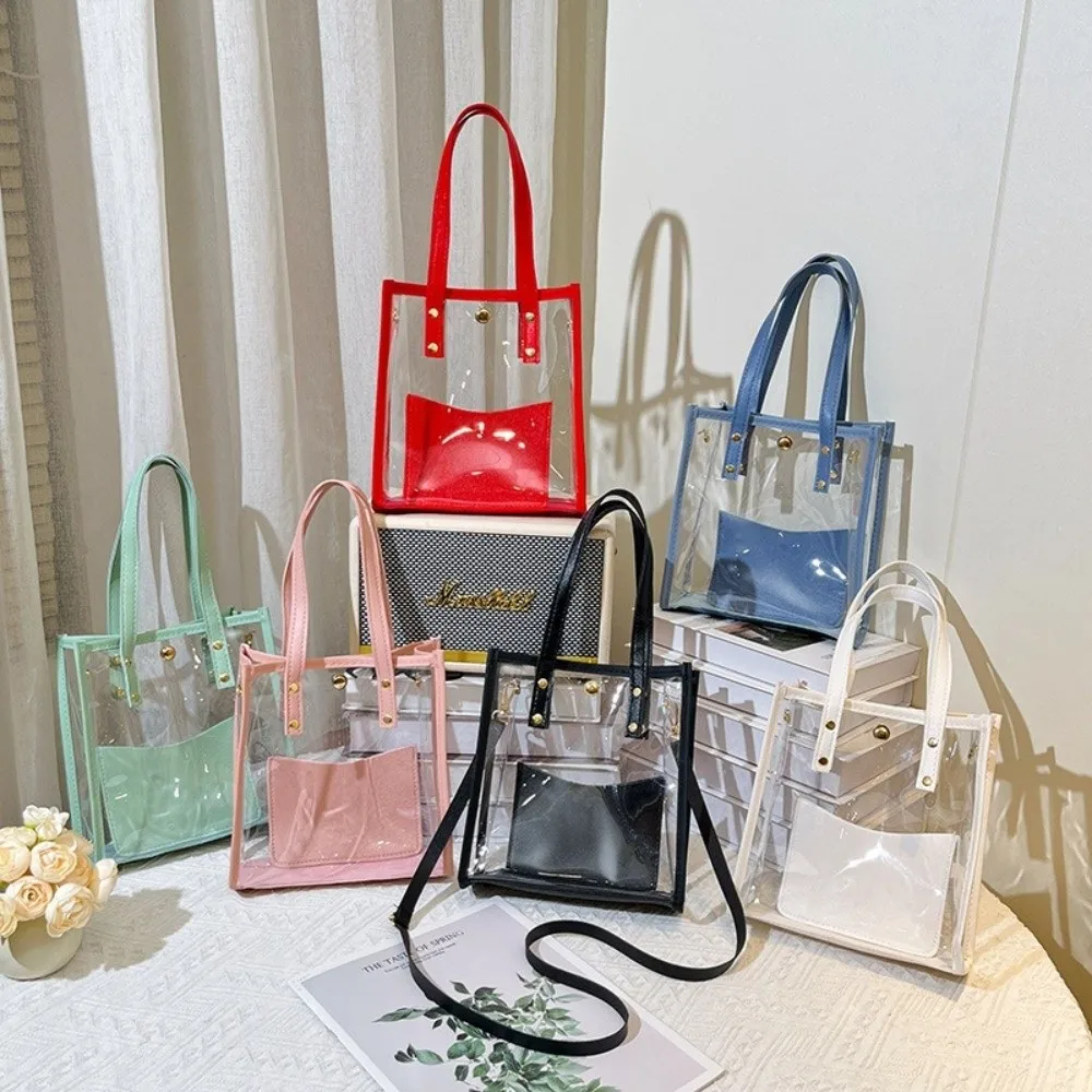 

Fashion with Small Bag PVC Transparent Handbag Waterproof Single Shoulder Women Tote Bag Lightweight Jelly Crossbody Bag Girls