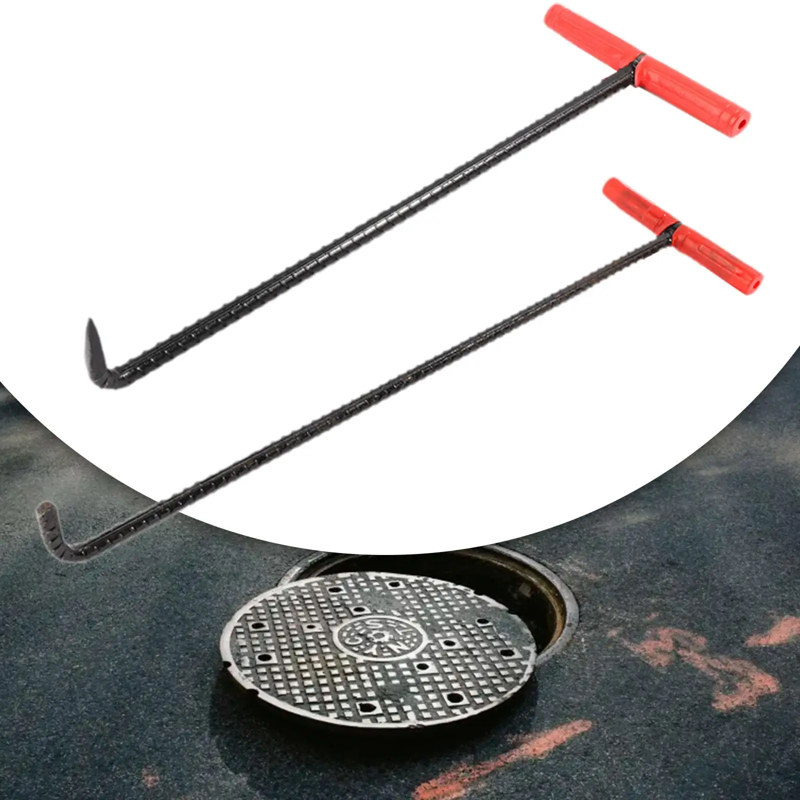 Manhole Hook Tool Door Wheel Puller Well Cover Lifter Tool Utility Tool Versatile Lifting Hook for Manhole Covers Septic Tanks