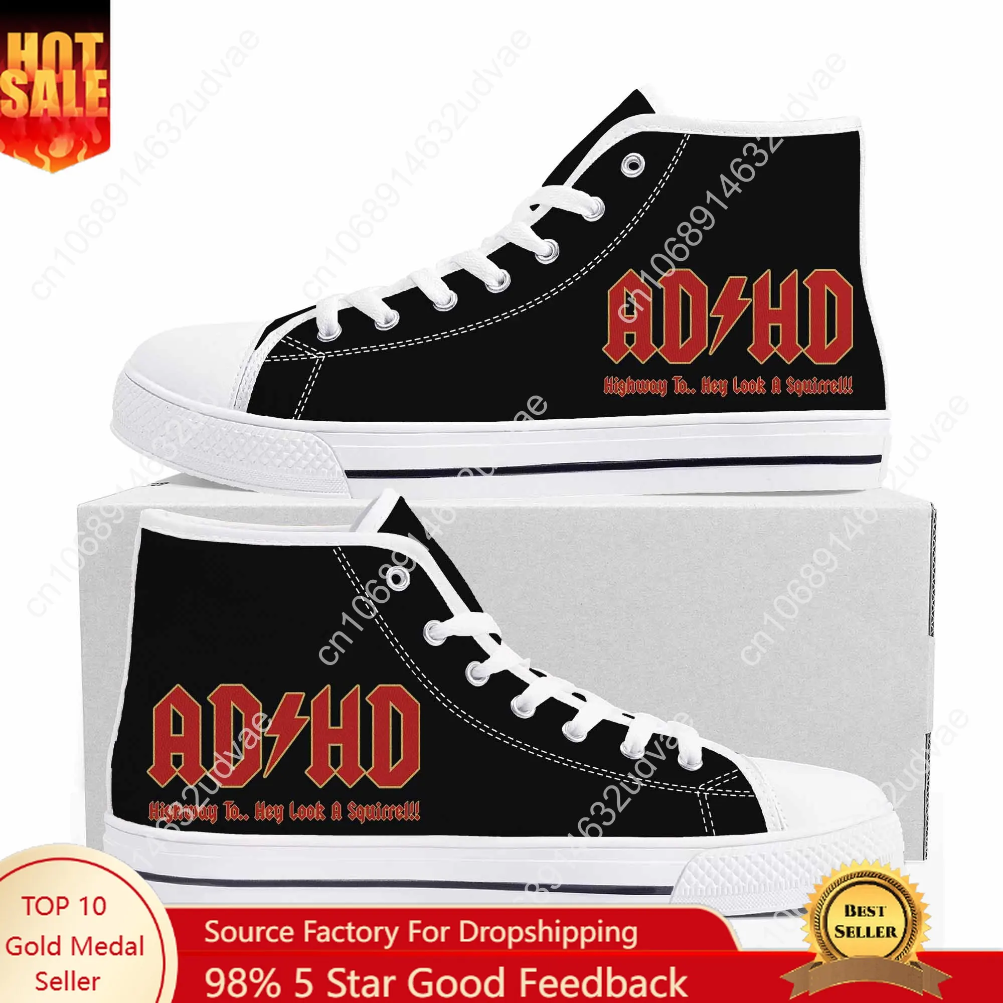Go All Out Adult ADHD Highway to Hey Look A Squirrel Sepatu High Top Musik Lucu Sepatu Pribadi Remaja Pria Wanita