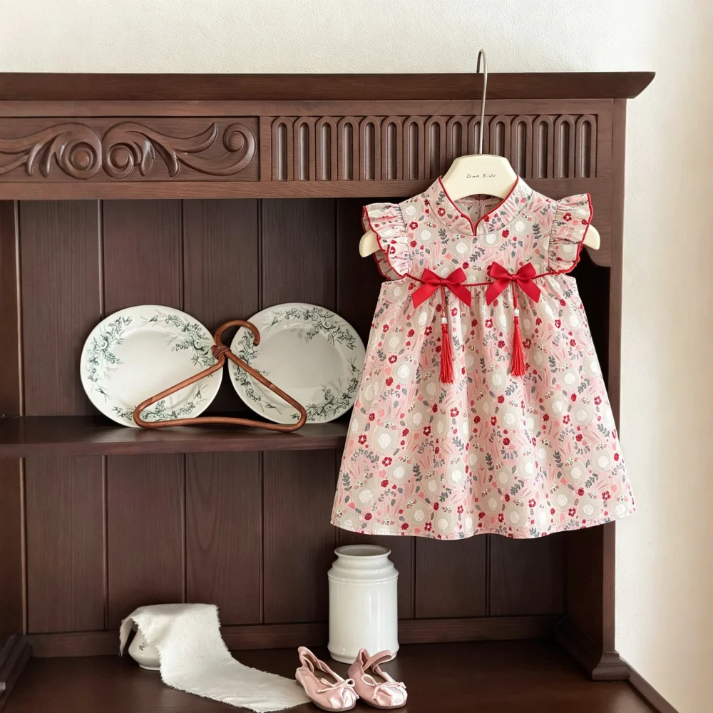 Girls' Dress Summer Cartoon Cute Cheongsam Baby Girls' Dress Sweet Hanfu Baby Dress Baby Girl Clothing