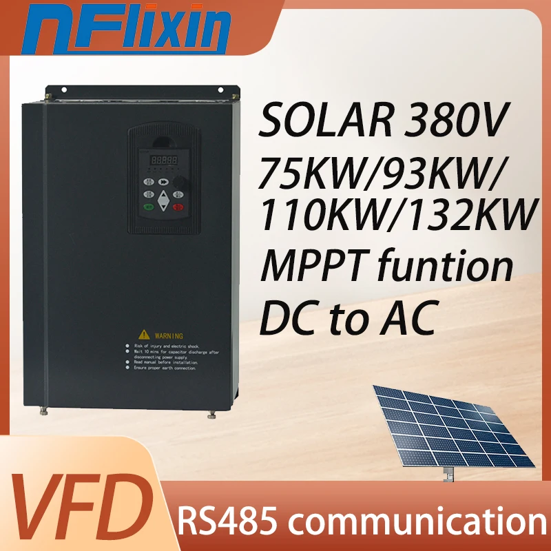 Solar Frequency Inverter DC input 400-800V to 3 phase 380 V output VFD 75KW/93KW/110KQ/132KW SOLAR inverter