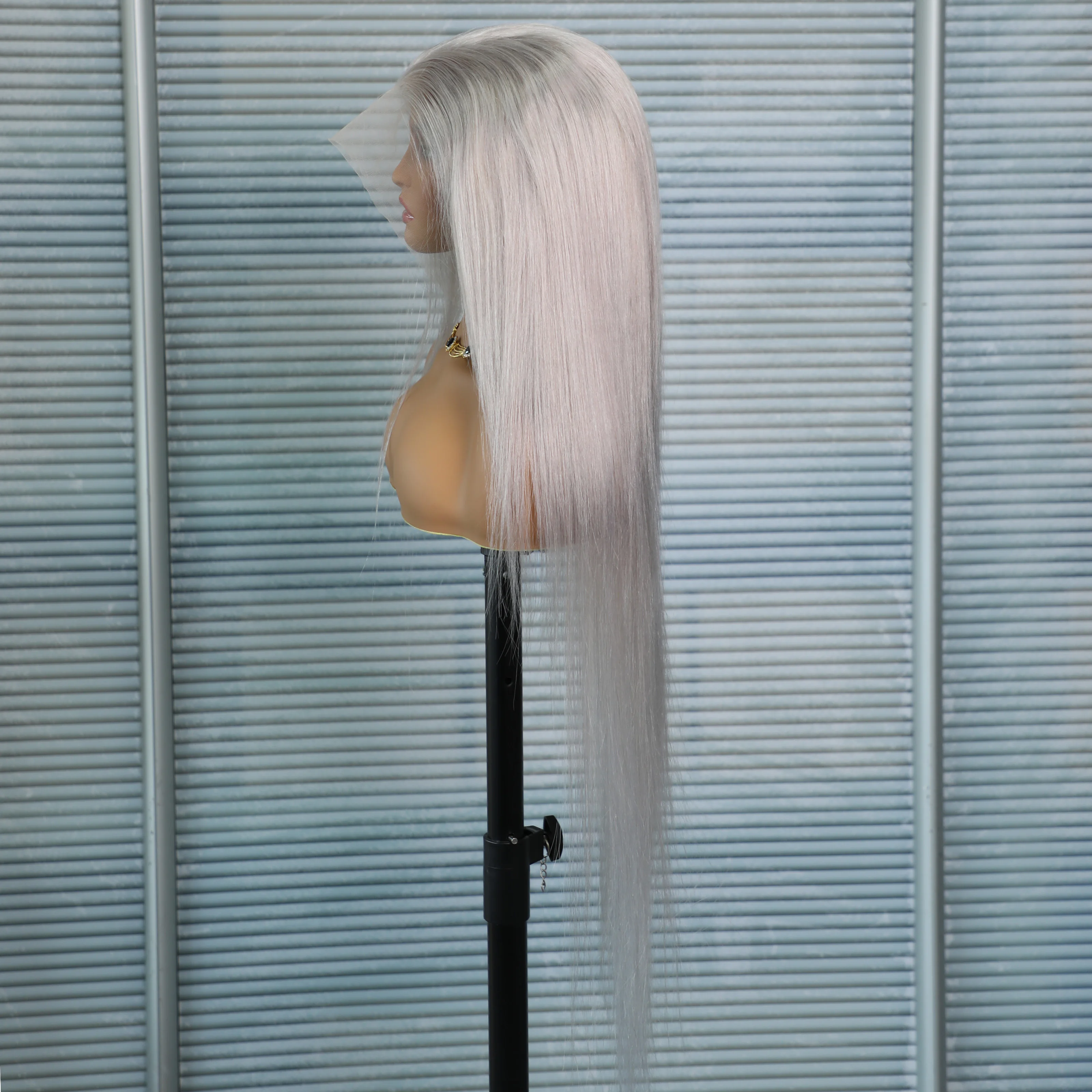 فضي رمادي مستقيم خصلات الشعر المستعار الإنسان البرازيلي 13x6 الدانتيل الشفاف شعر مستعار أمامي 200 الكثافة رمادي اللون قبل قطعها للنساء