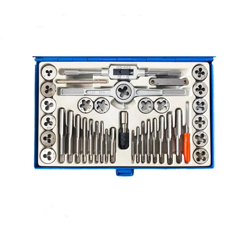 40pcs metric and imperial tap and die set, used for manual internal and external thread tapping and repair tool combination