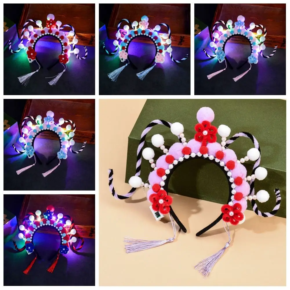 

Beijing Opera Twisted Stick Headband Kit Chinese Style Traditional Opera Handcraft Hair Hoop Kit Cute Colored Lights