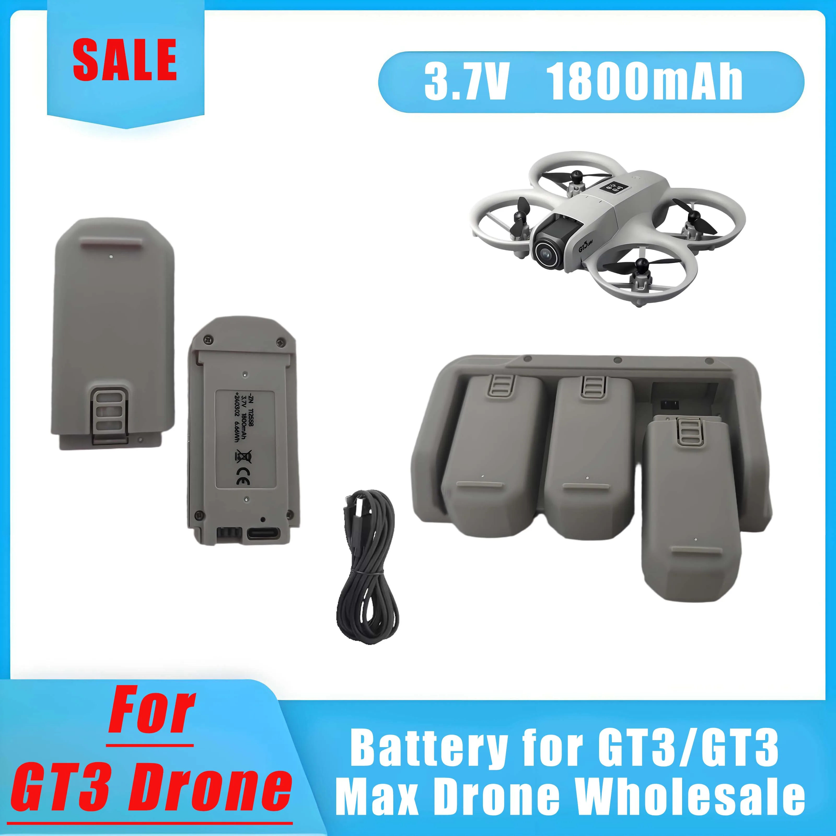 GT3 Mini Drone Batterie Original 3,7 V 1800 mAh Batterie für GT3/GT3 Max Drone Großhandel Mit Ladegerät + kabel