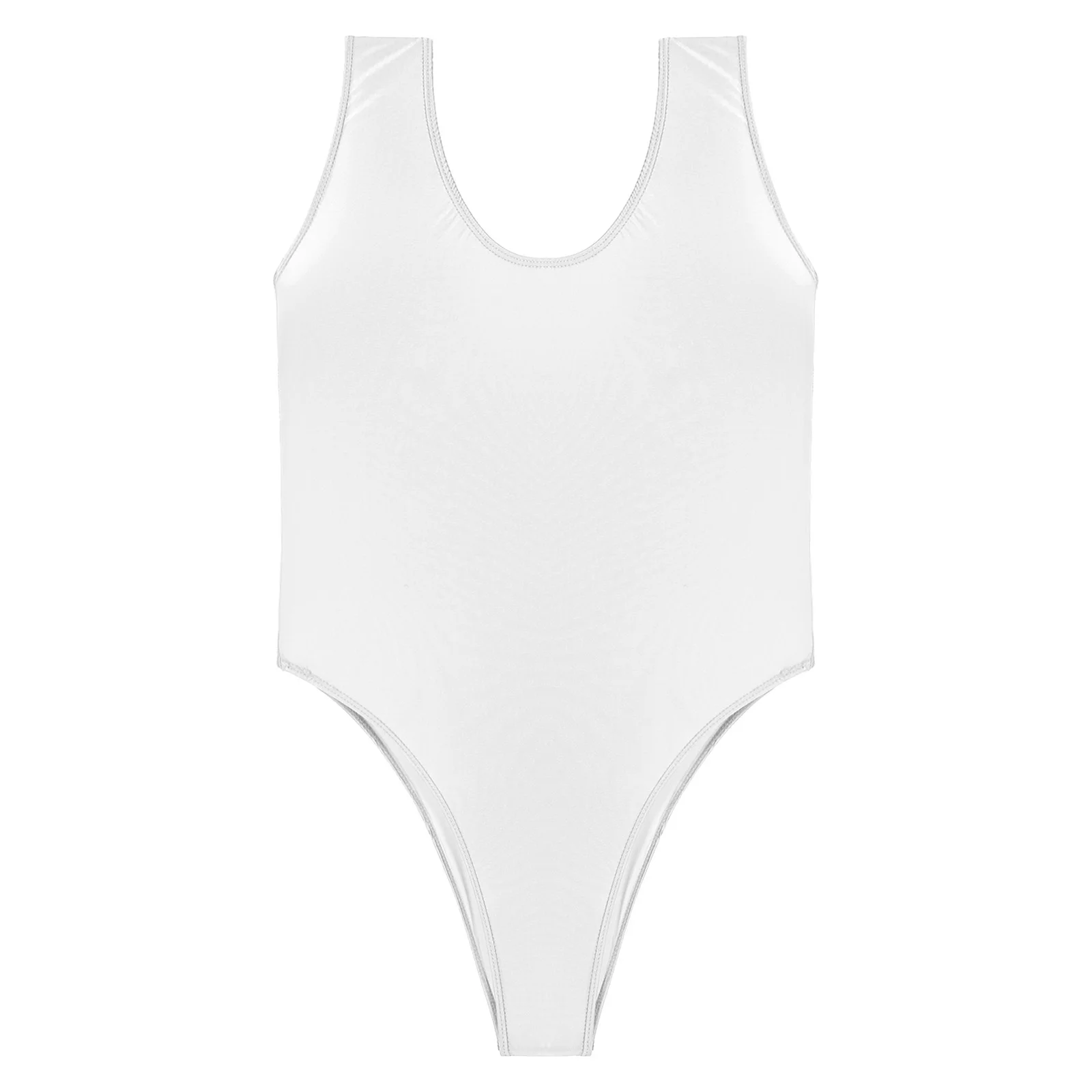 Mens Lingerie Bodysuit Gymnastics Swimsuit Glossy Backless Bodysuit Pool Party Swimwear Training, Swimming Yoga Dance Fitness