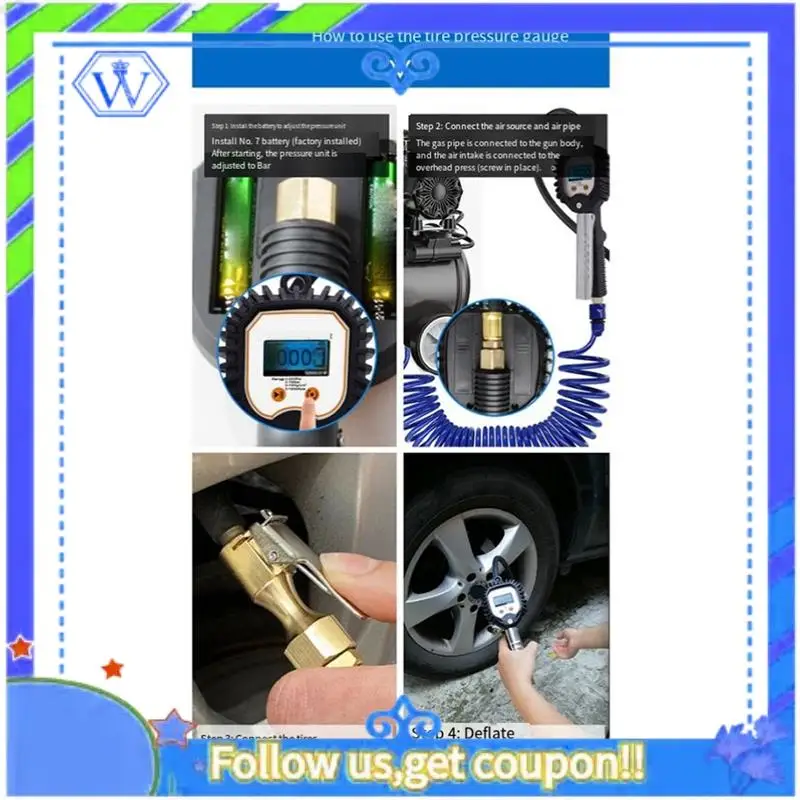

M46K-Digital Display Tyre Pressure Gauge High Precision Monitoring Inflator Gun Car Valve Valve Universal Repair Tool BW-001