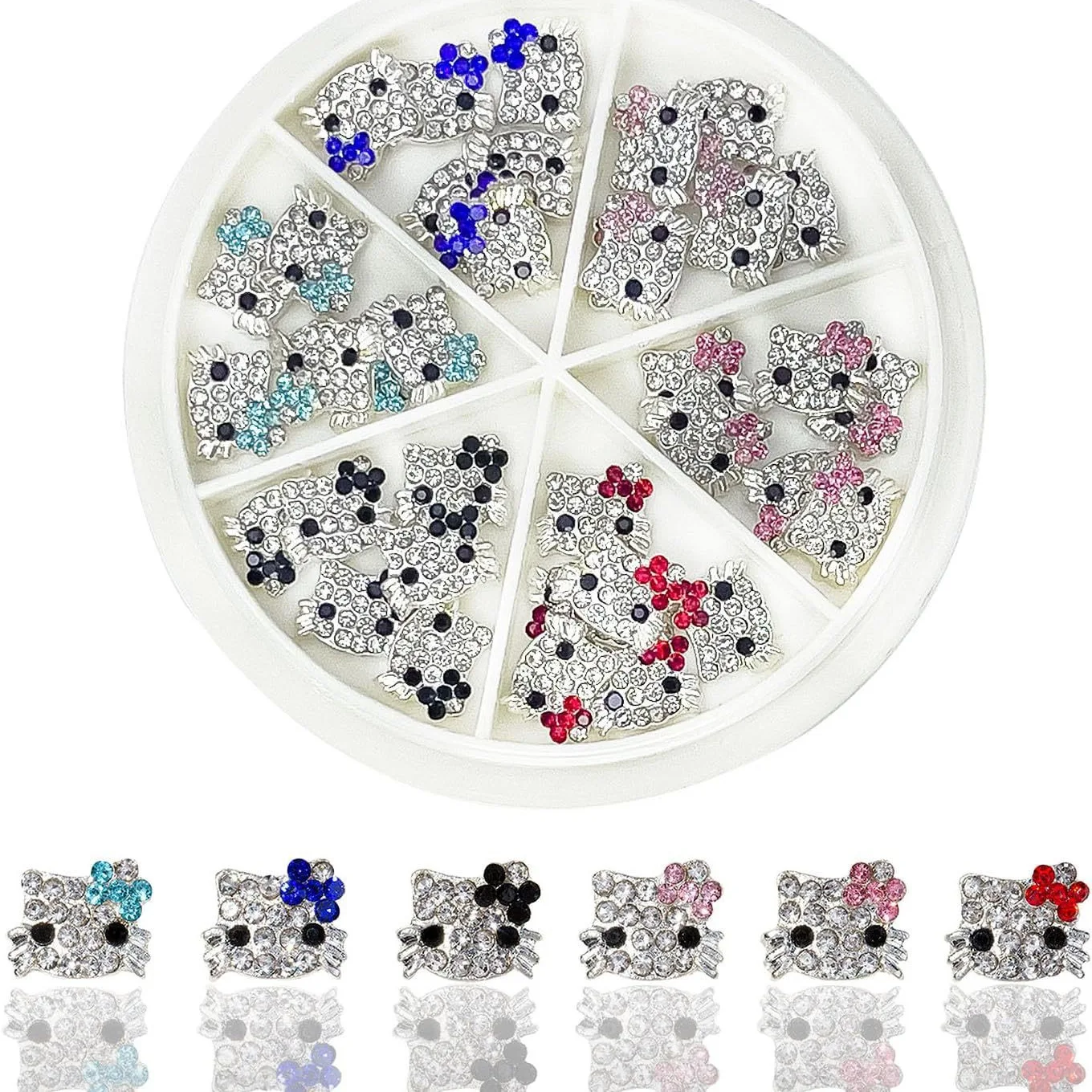 

24Pcs Rhinestone Hello Kitty Nail Charms, Colorful Crystal Cat Nail Art Decorations, DIY Manicure Accessories for Women & Girls