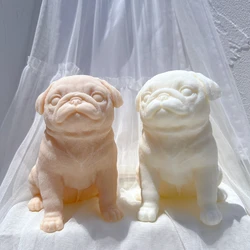 Sitting Pug Dog Candle Mold Animal Puppy Soy Wax Silicone Mould Figurine Dog Lover Home Decor