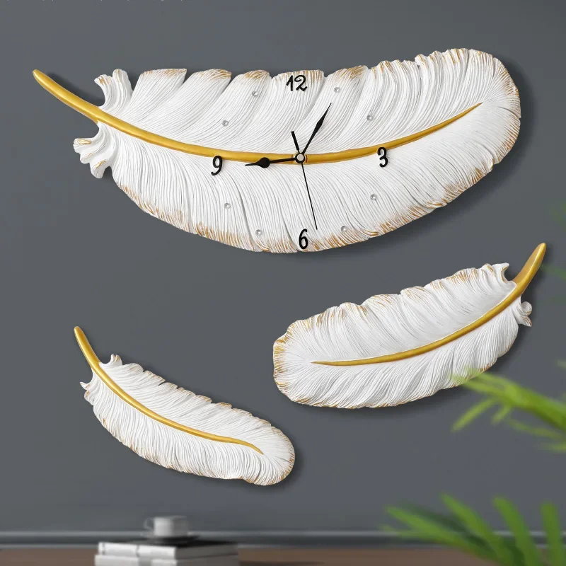 

Resin Feather Wall Clock Silent Modern Design Wedding Office Decoration Living Room Clock Creative Wall Watch Home Decor