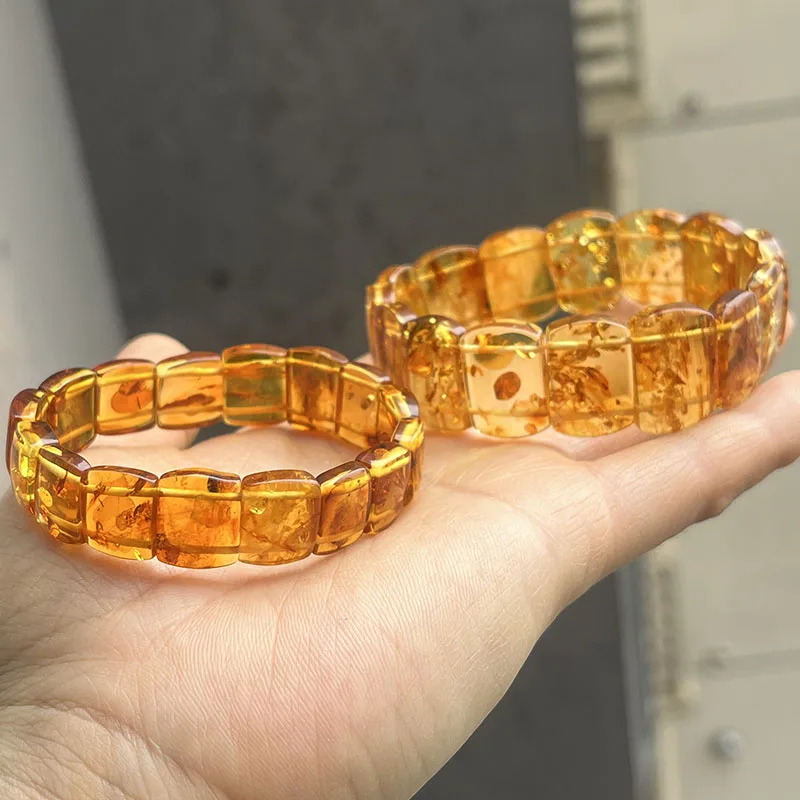 Natural Floral Amber Bracelet&Bangle Women Adult Jewelry High-End Handmade New Unique Original 100% Genuine Flower Amber Jewelry 2