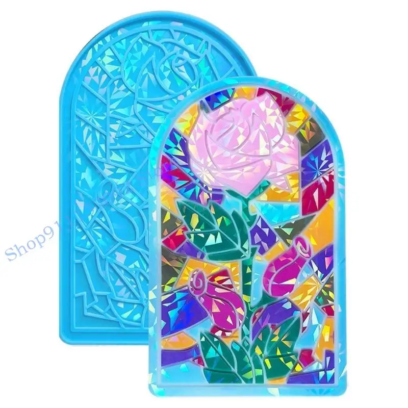 

H9ED Универсальная голографическая роза Декоративная картина плесень настенные украшения украшения эпоксидная смола для ремесел