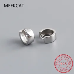 925 Sterling Silver Minimalism Punk Rock Wide Hoop Earring for Women Men Fashion Gothic Bohe Huggie Ear Buckle Jewelry MEJ470