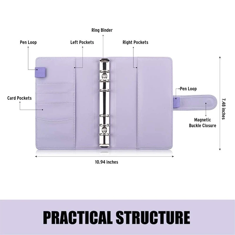 Amaroon A6 PU Leather Budget Binder Notebook Cash buste System Set Binder tasche Money Budget Saving Bill Organizer