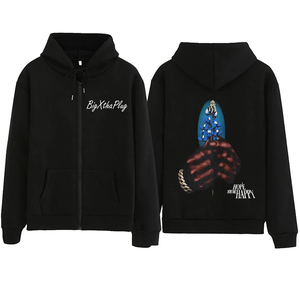 BigXthaPlug j'espère que vous êtes heureux sweat à capuche avec fermeture éclair Harajuku hauts pull Streetwear sweat-shirt
