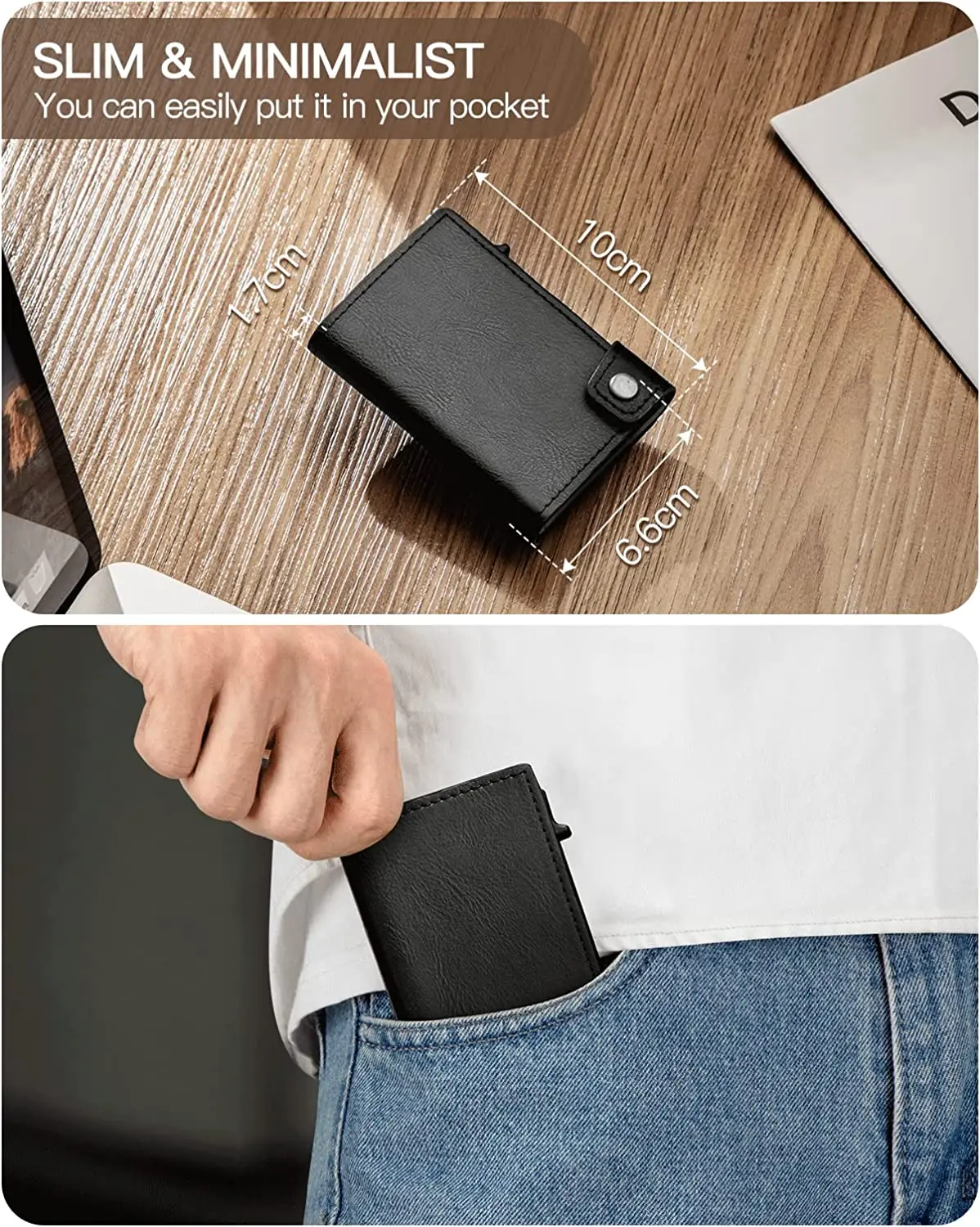 Smart Wallet  Business Minimalist Card Bag Wallet Integrated  Pop Up Credit Card Holder PU Leather