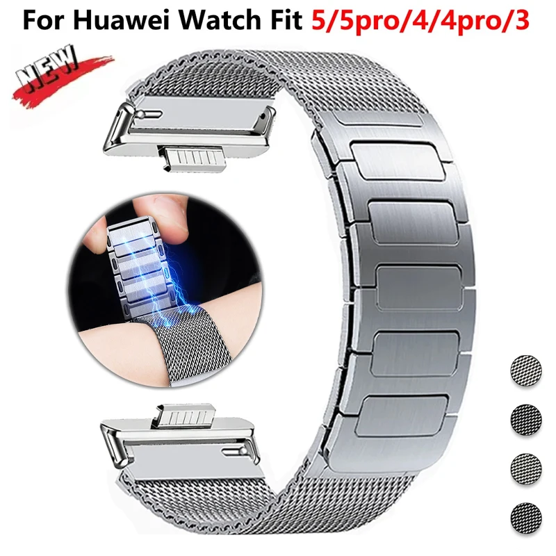 Stainless Steel Metal Strap for Huawei Watch Fit 3/4/4 Pro/5/5 Pro Wristband Bracelet for Huawei Watch Fit 5Pro 4Pro 22mm Band