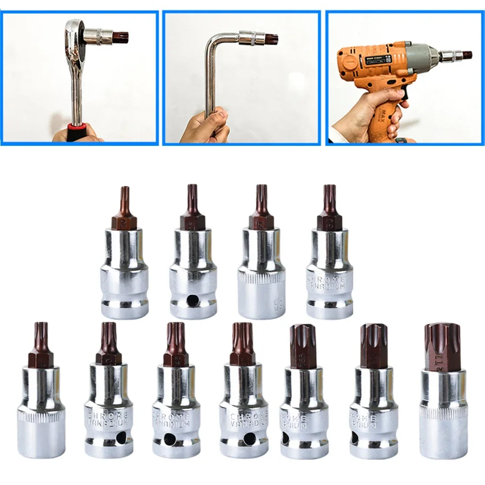 1 PC T20-T70 Hex ไขควง Torx Bit ซ็อกเก็ต 1/2 นิ้วซ็อกเก็ตประแจ Slotted TIP ไขควงเครื่องมือ