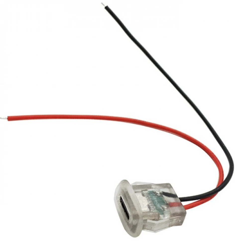 

5PCS 2Pin Type-C 3A Input Charging Socket With/No LED Light Plate Waterproof USB-C Power Port Type-C Female Connector Socket