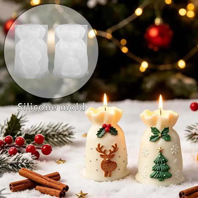 Wiederverwendbare Weihnachtssack-Silikonform, leicht zu entformendes Design für DIY-Kerzen-Hängedekoration, Weihnachtsfest- und Heimkunst-Bastelwerkzeuge – Detail 1