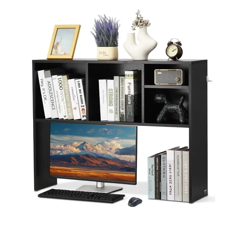 

Desktop Storage Organizer Black Bookshelf Unit 1-Tier Design for Home for office Use