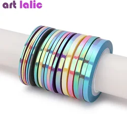 18Pcs Mermaid Nail Striping Tape Candy Color Adhesive Decals DIY Nail Art Line Sticker Manicure Decoration