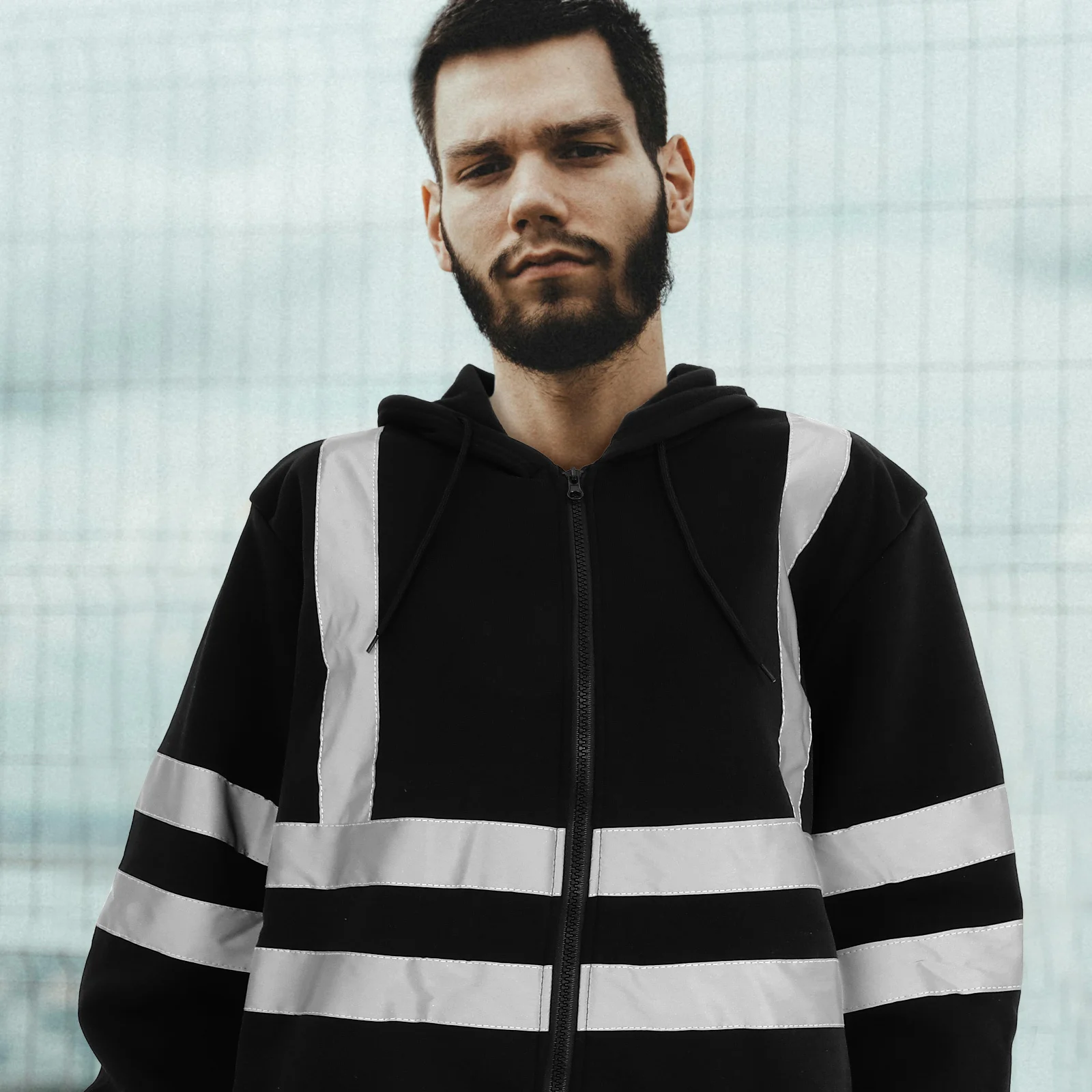 Xxl Reflective Hoodie High Visibility Safety Sweatshirt for Men Night Running Traffic Workwear Safety Sweatshirt for Men